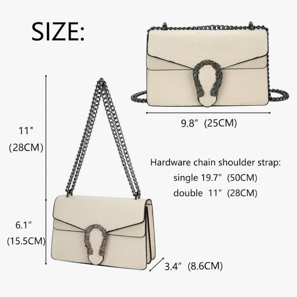 Leather Snake Skin Shoulder Bag Chain Purse - Picture 2 of 7